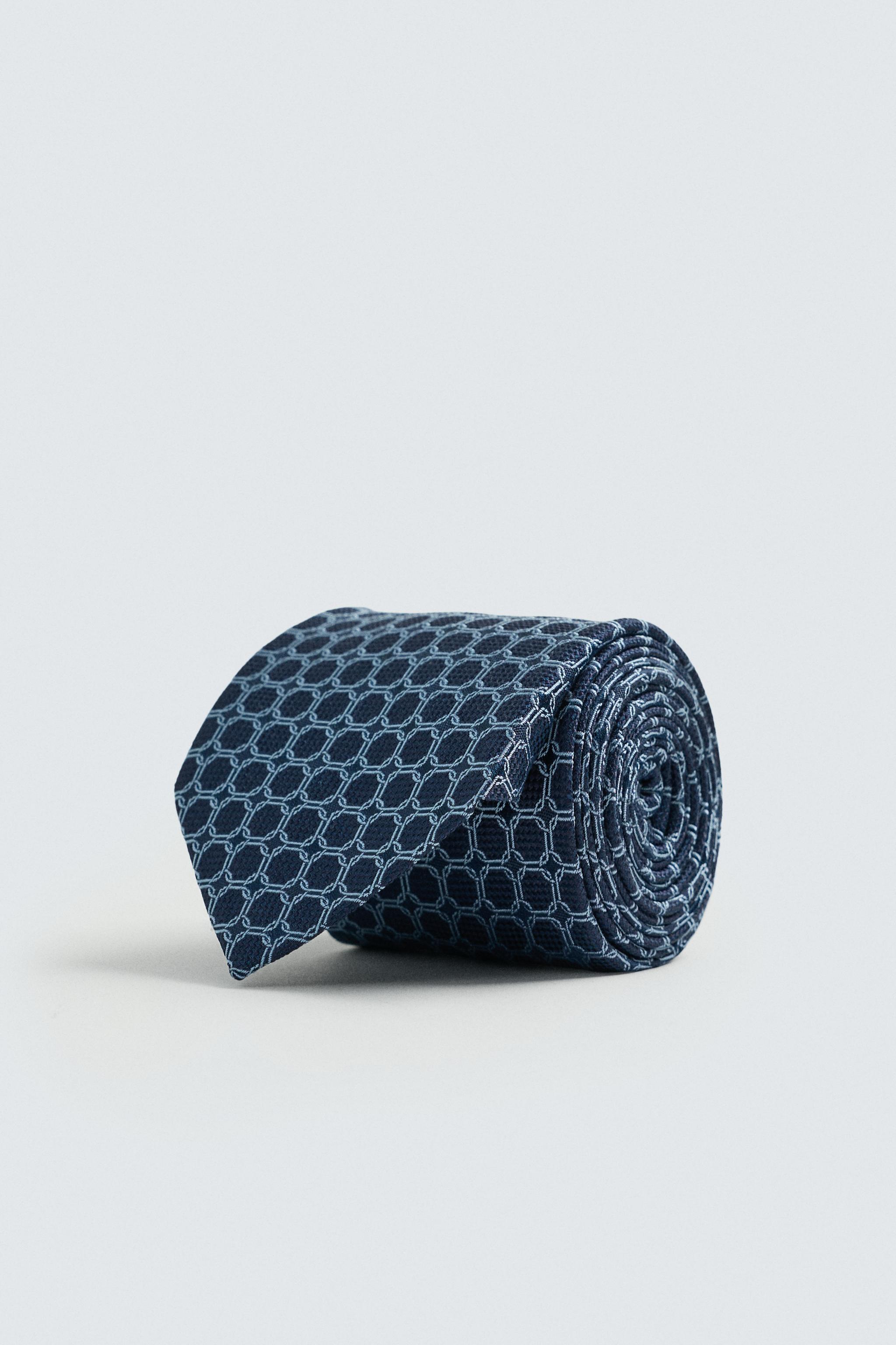 CRAVATE 100% SOIE JACQUARD GÉOMÉTRIQUE